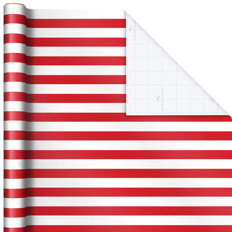 Red and White Horizontal Stripes Wrapping Paper, 25 sq. ft., , large