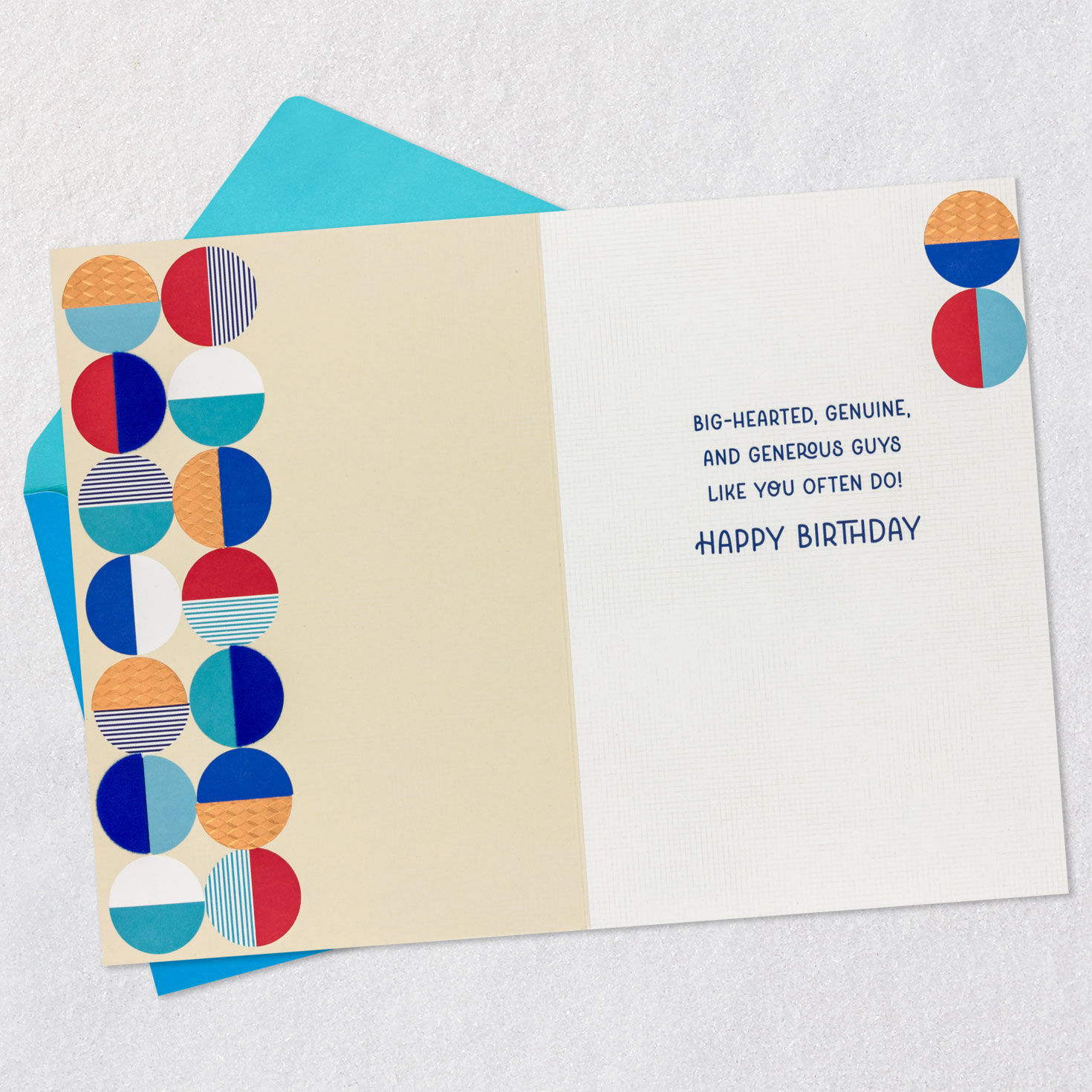 Patterned Circles Birthday Card for Brother-in-Law Open card with envelope image number 3