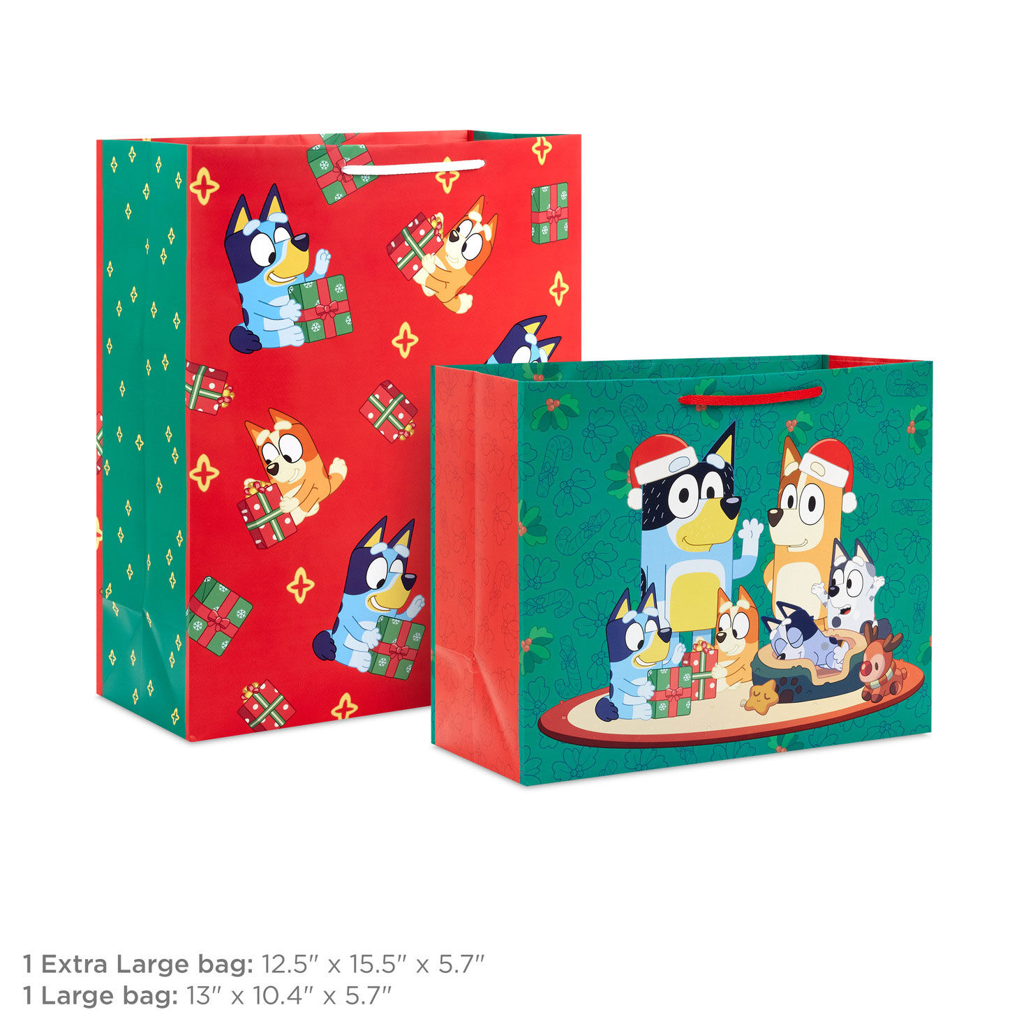 Bluey Family 2-Pack Christmas Gift Bag Bundle measurement image number 3