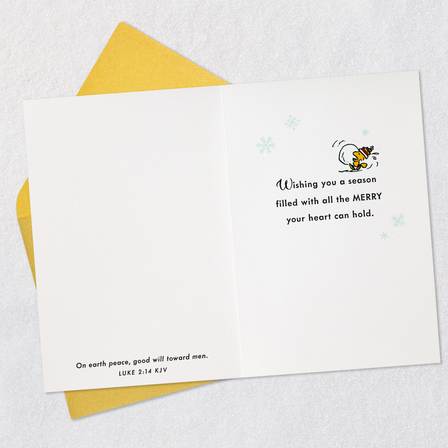 Charlie Brown and Tree Religious Christmas Card Open card with envelope image number 4