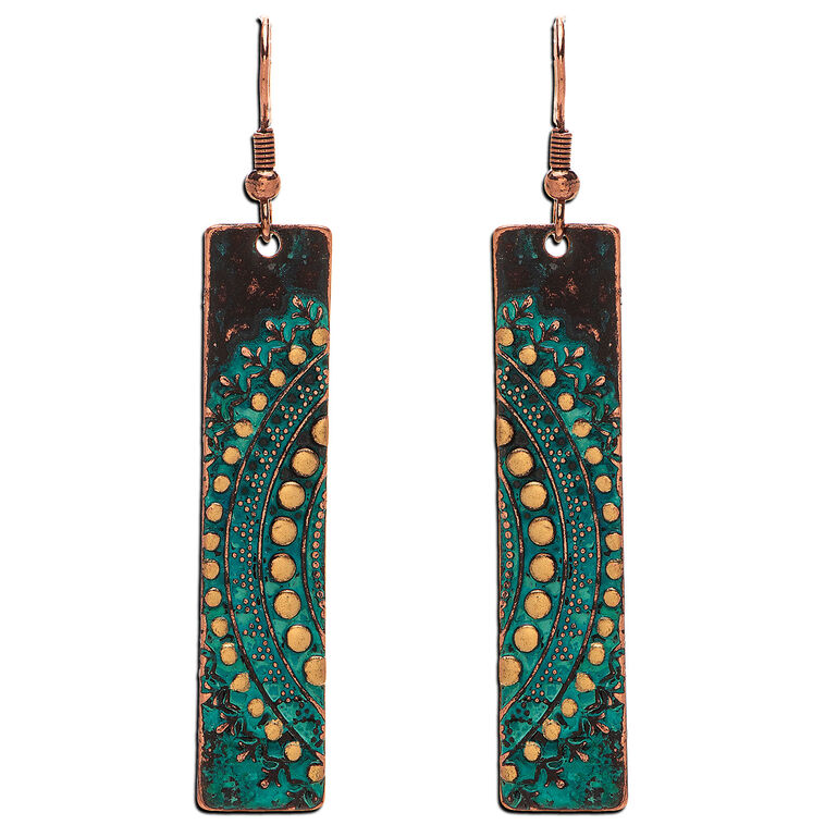 Rain Jewelry Sun Medallion Copper Bar Earrings