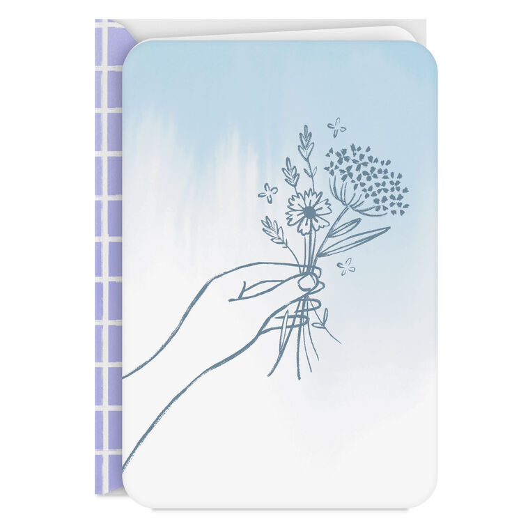 Hand Holding Flowers Sketch Blank Card