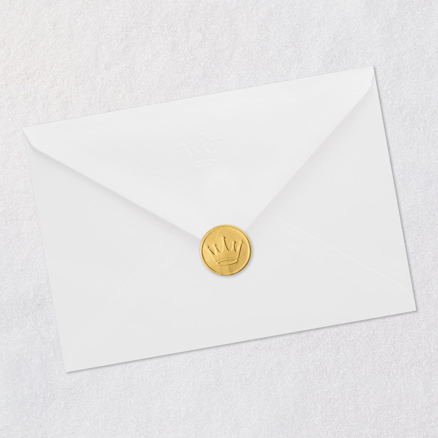 Elegant Gold Starburst Christmas Card in Spanish Envelope Back with Seal image number 7