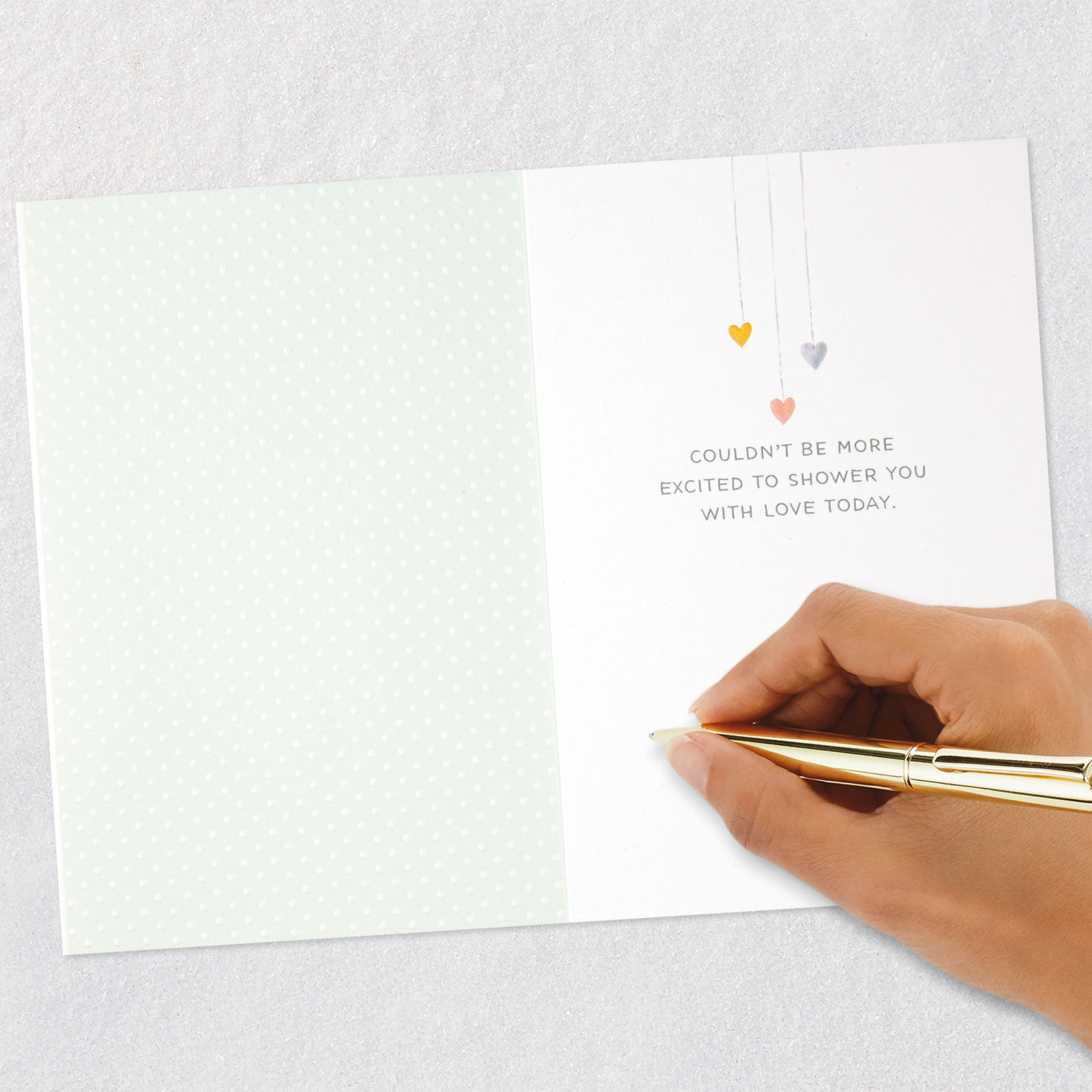 Mint Green Umbrella New Baby Shower Card Signing card image number 6