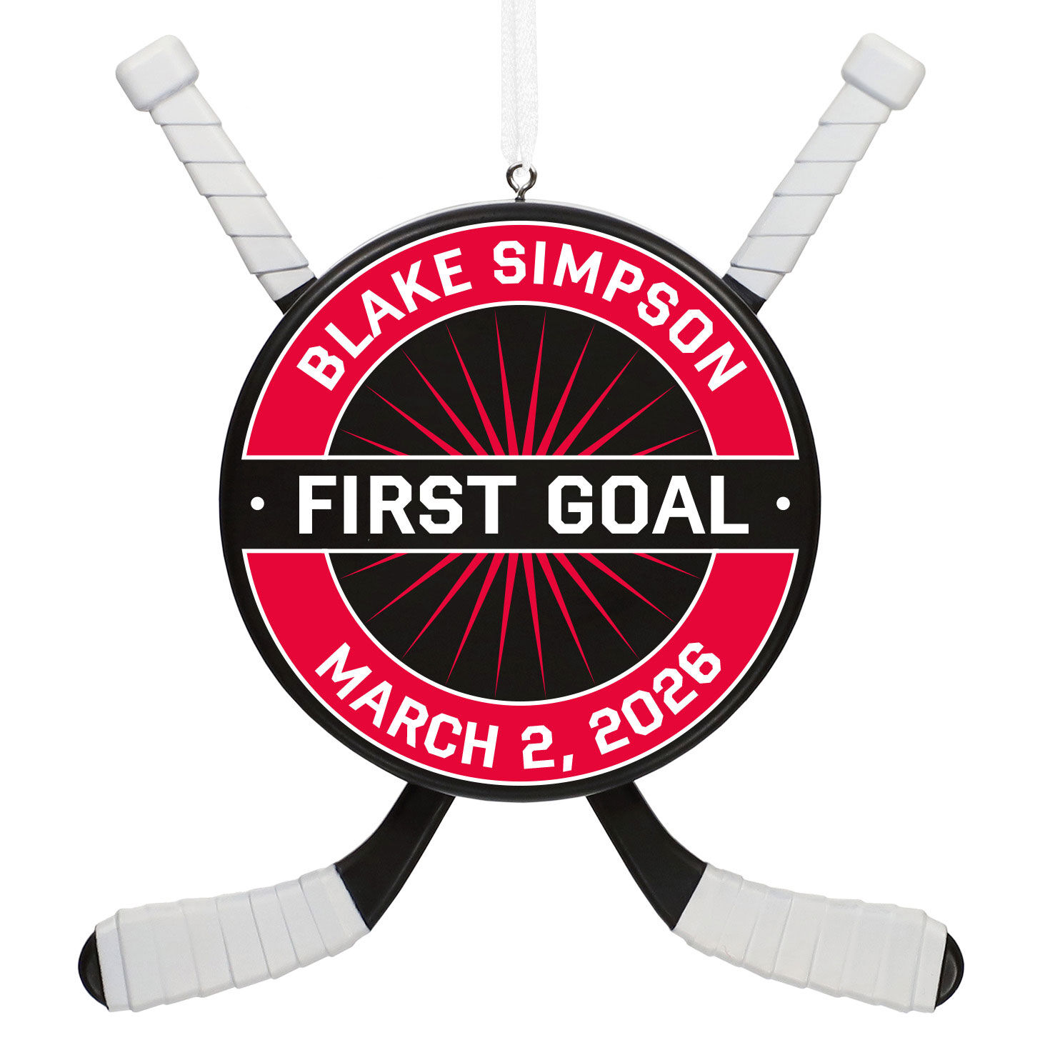 Hockey Star Personalized Ornament, Custom Text