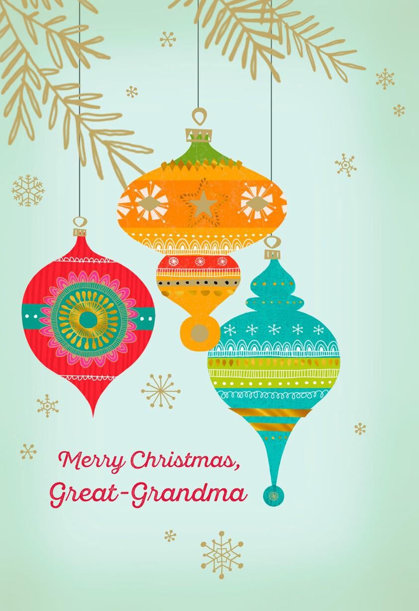 Great-Grandma Ornaments Merry Christmas Card