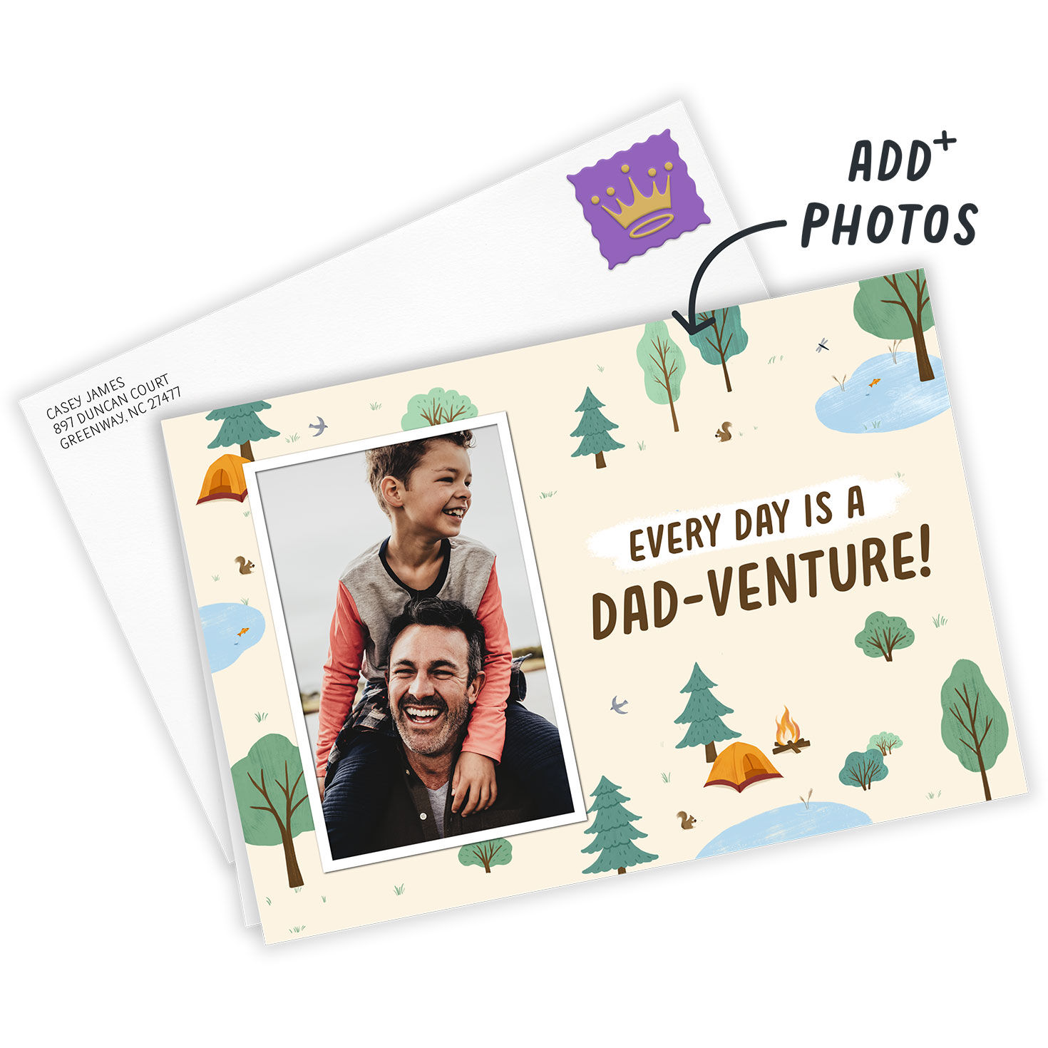 Personalized Illustrated Camping Scene Photo Card, , large image number 2