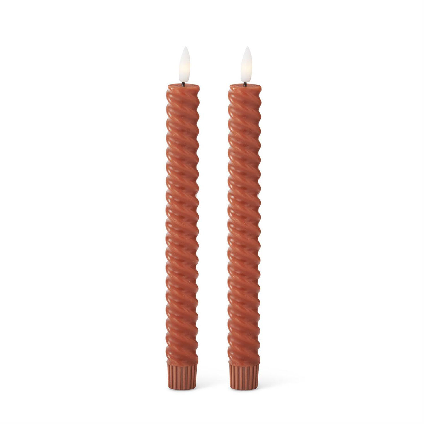 K&K Interiors 9.75-inch Rust Spiral LED Taper Candles, Set of 2