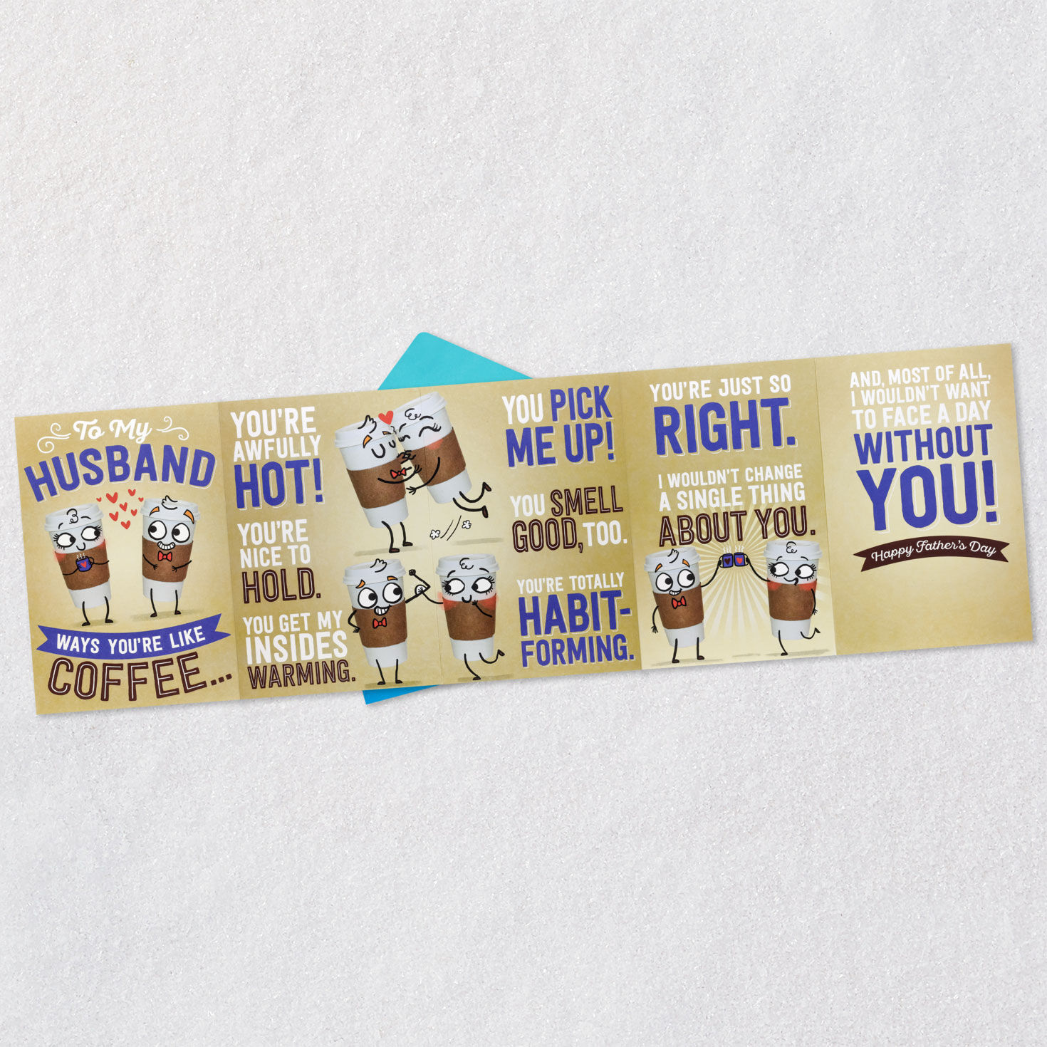 Coffee Cups Father's Day Card Open card with envelope image number 6