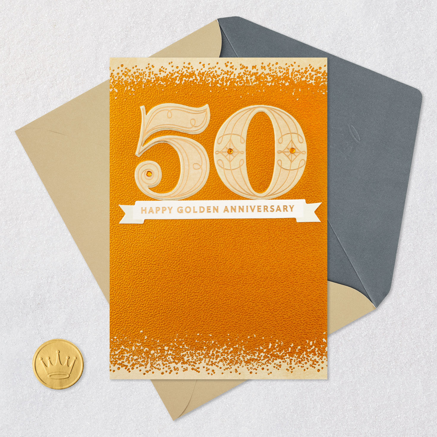 Art-Deco Golden Anniversary 50th Anniversary Card Card Front Detail image number 6