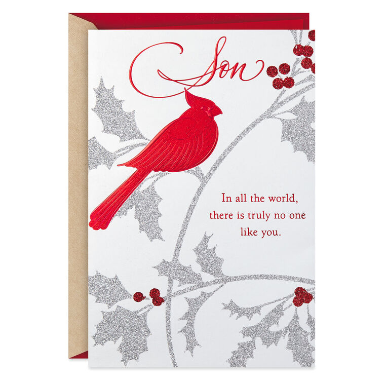 No One Like You Red Cardinal Christmas Card for Son
