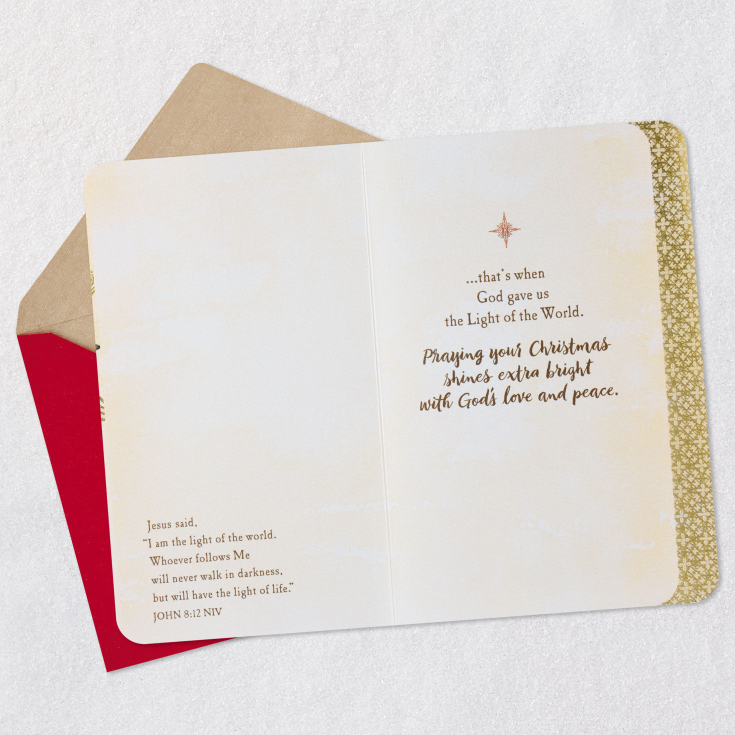 Gold and Silver Star Religious Christmas Card Open Card with Envelope image number 4