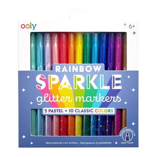 Ooly Rainbow Sparkle Glitter Markers, 15-count
