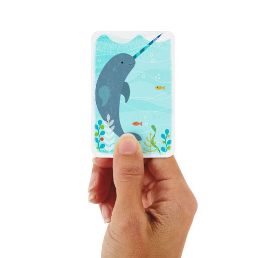 3.25" Mini Glad You Exist Narwhal Thinking of You Card, 