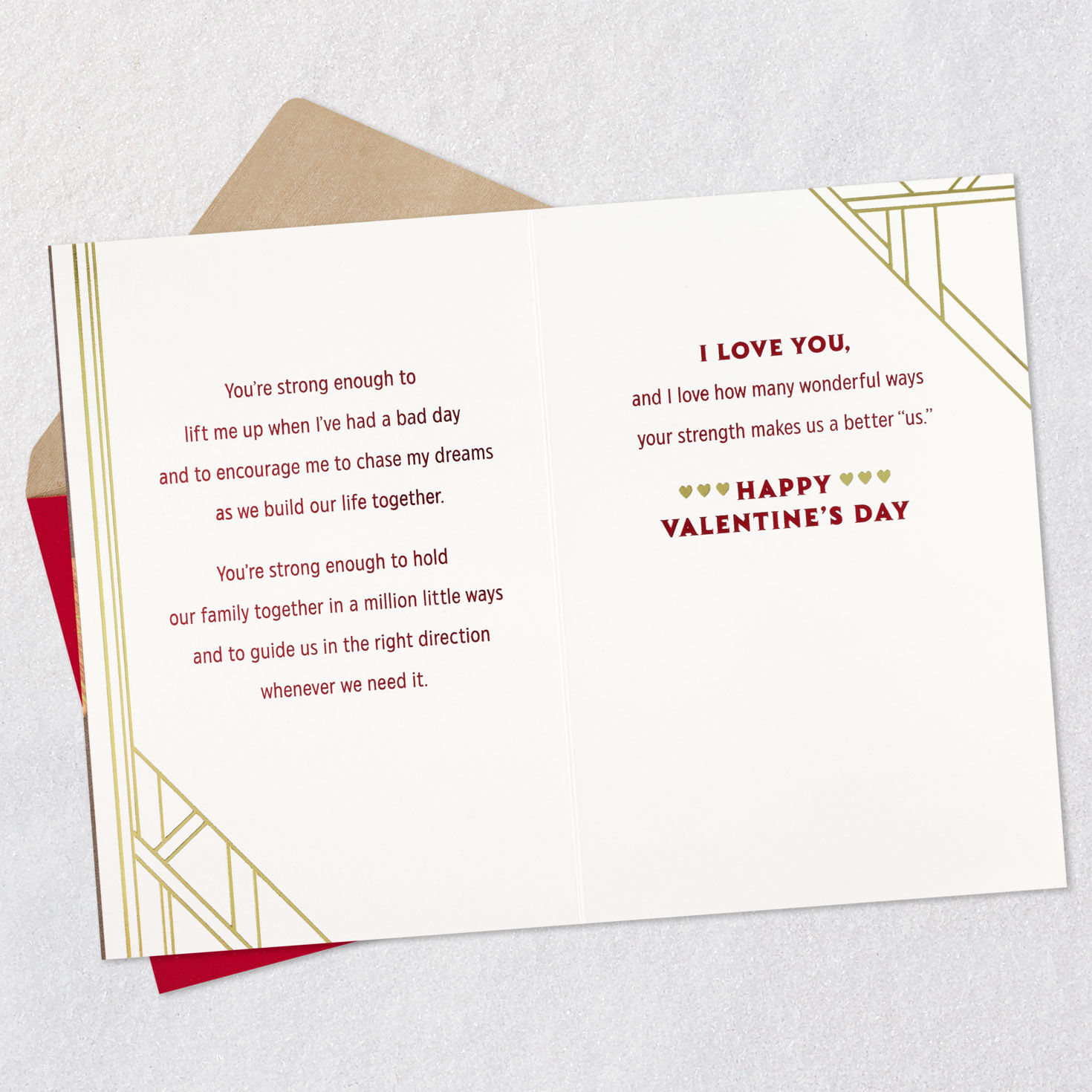 Wood Hearts Romantic Valentine's Day Card Open card with envelope image number 4