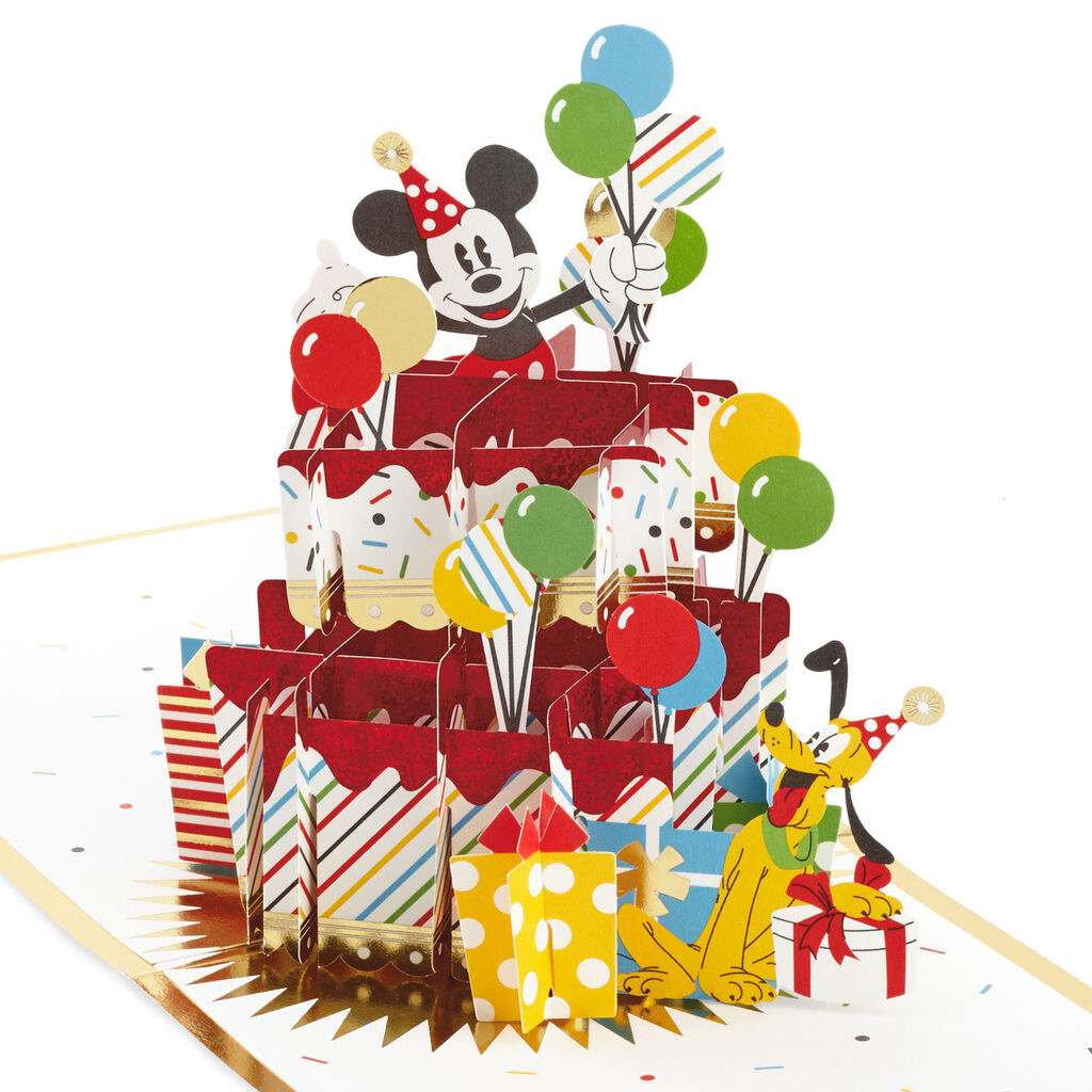 Disney Mickey Mouse Cake 3d Pop Up Birthday Card Greeting Cards