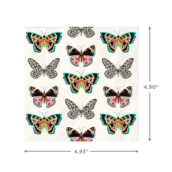 Butterflies on White Cocktail Napkins, Set of 16, , large image number 3