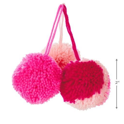 2" Shades of Pink Yarn Pom-Pom Gift Bows 3-Pack, 