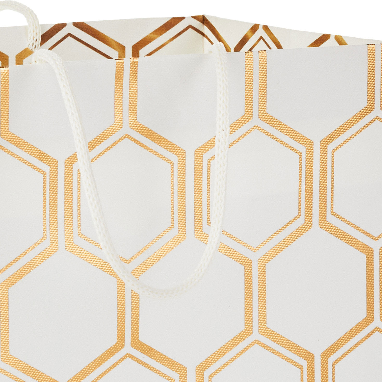9.6" Gold Foil Hexagons on White Medium Gift Bag for only USD 3.99 | Hallmark