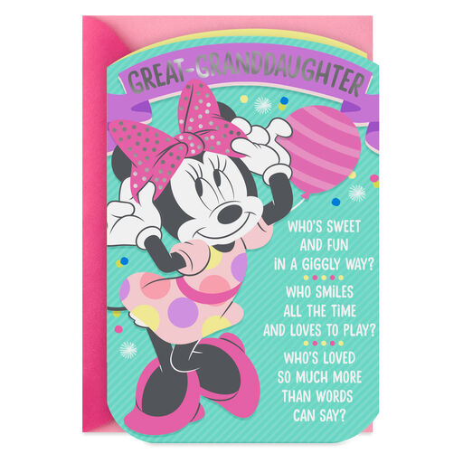 Disney Minnie Mouse Happiest Day Birthday Card for Great-Granddaughter, 