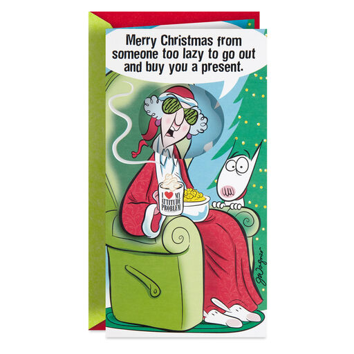 Maxine™ Too Lazy Funny Pop-Up Money Holder Christmas Card, 