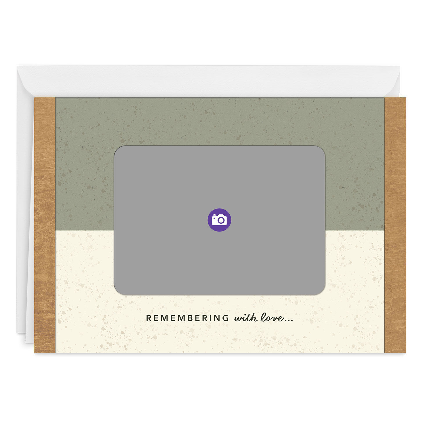 Green Cream Photo Frame Personalized Sympathy Card Card Front indicating personalization image number 3