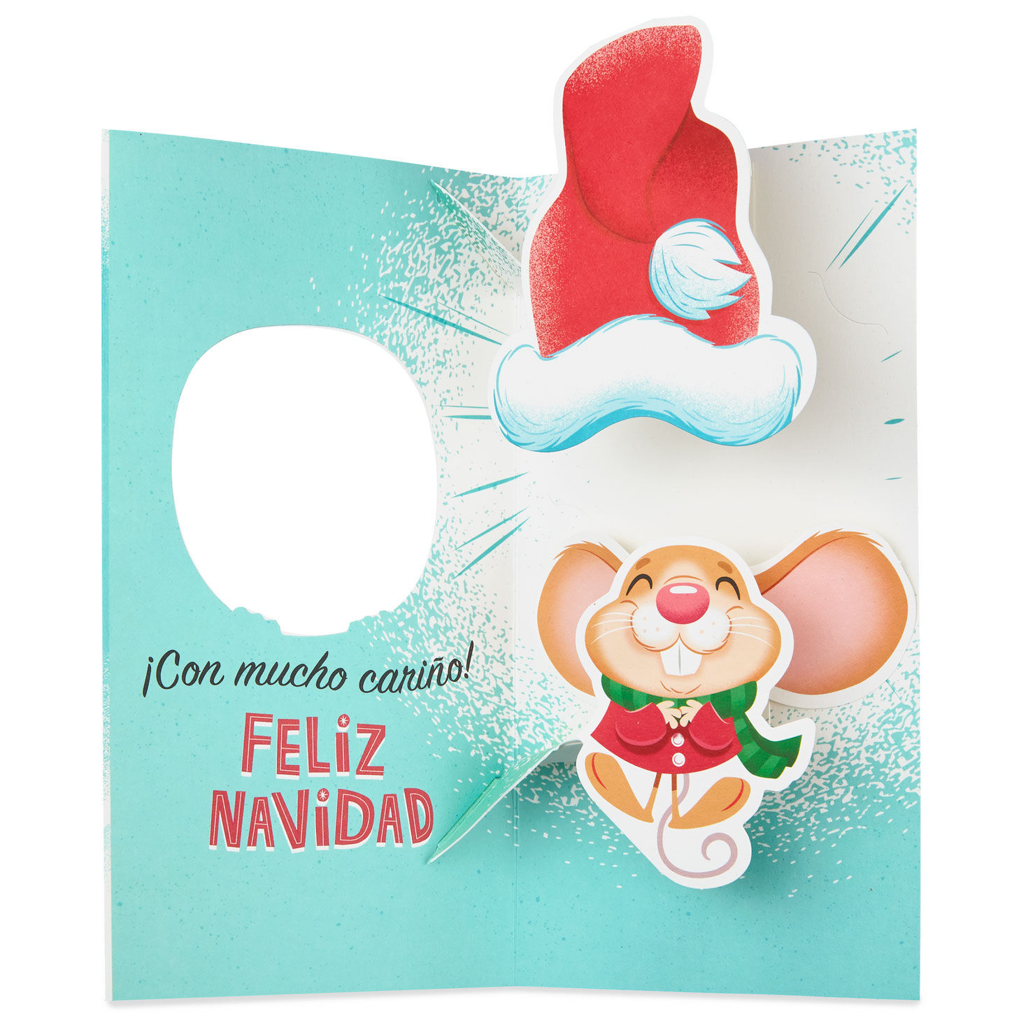 Santa Mouse Money Holder Spanish Christmas Card open card with envelope image number 2