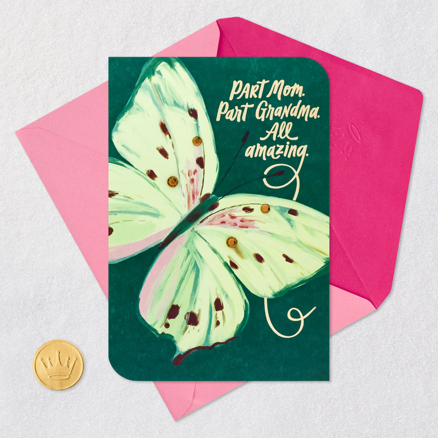 Butterfly Birthday Card for Mom and Grandma Card Front with Envelope and Gold Seal image number 6