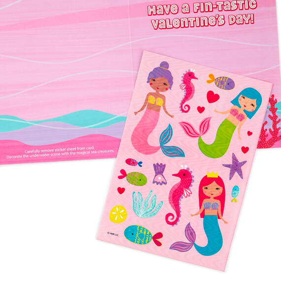 Mermaid Valentine's Day Card for Granddaughter With Stickers, , large image number 5