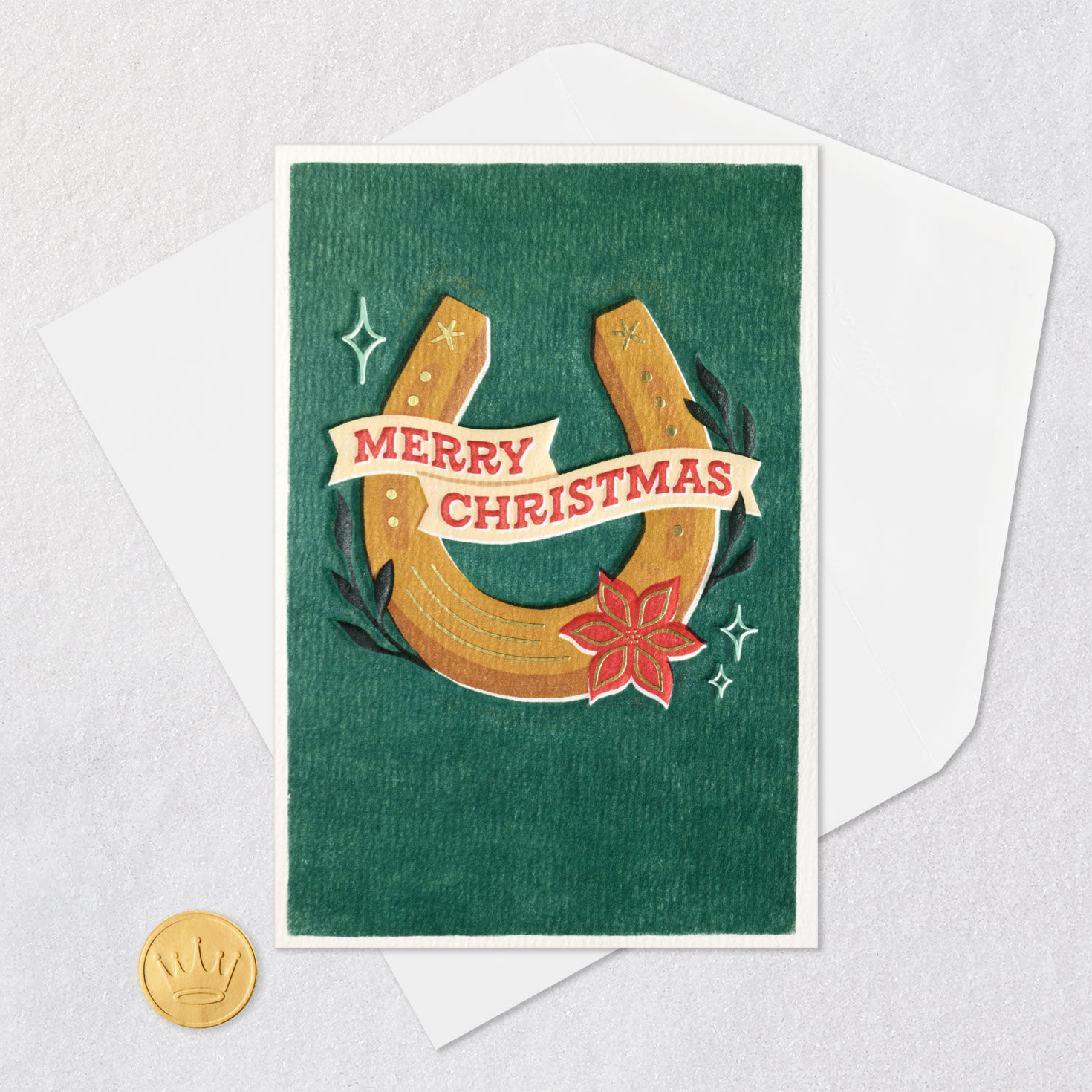 Hallmark x Opry® Horseshoe With Banner Blank Christmas Card for only USD 4.99 | Hallmark