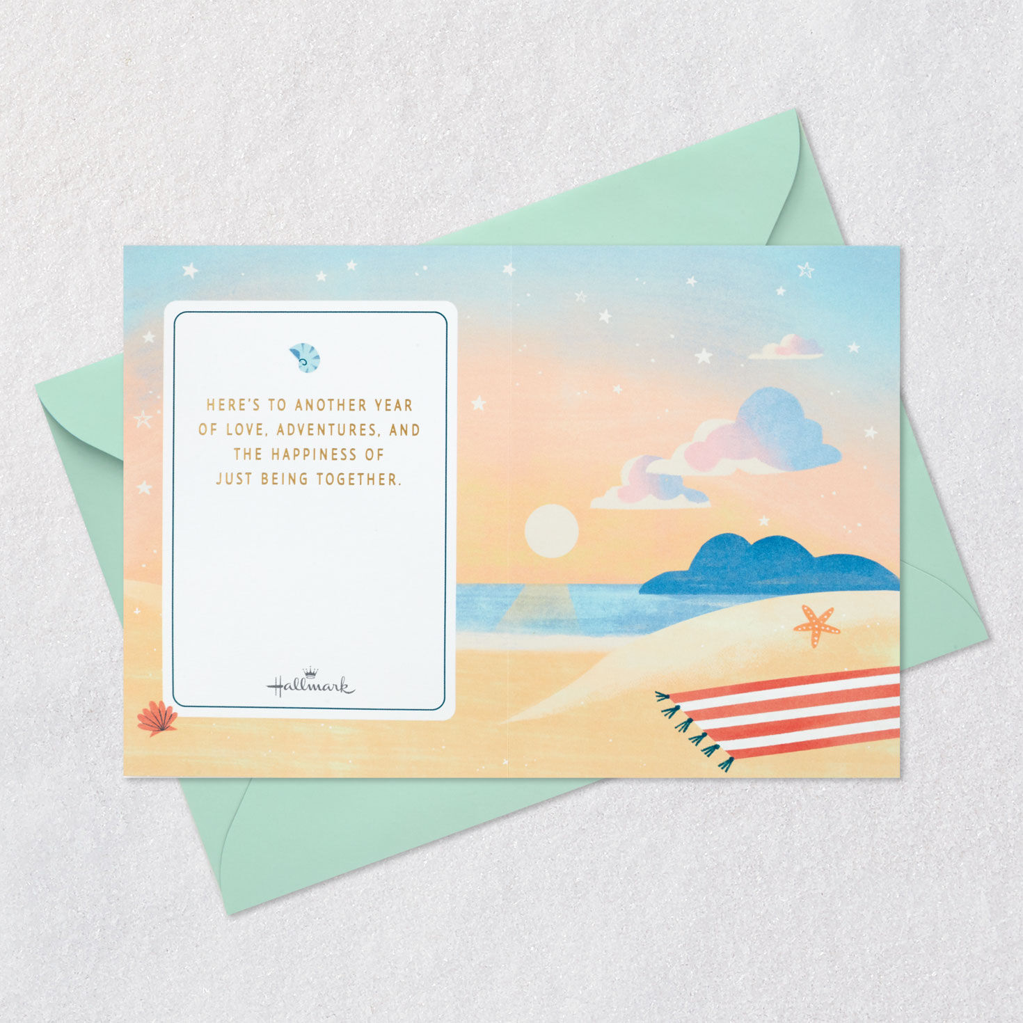 Beach Chairs 3D Pop-Up Anniversary Card Card Back with Envelope image number 7