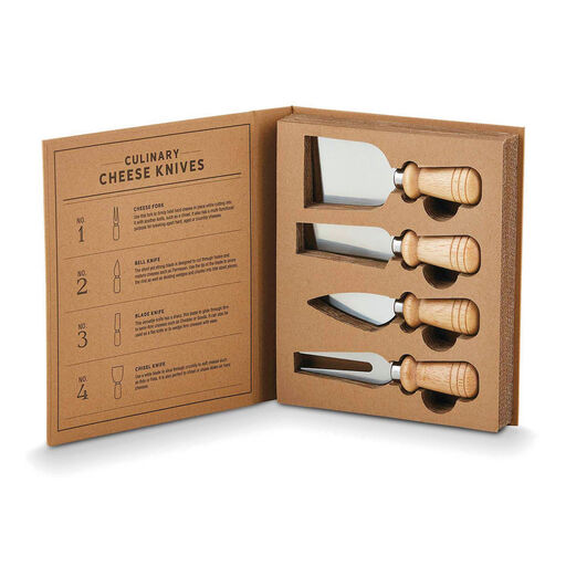 Cheese Knives in Cardboard Book Box, Set of 4, 