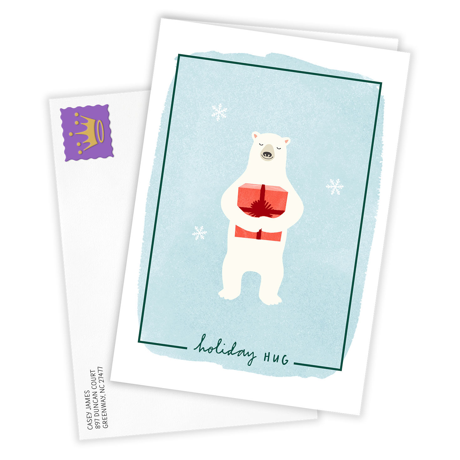 Polar Bear With Present Custom Holiday Card - Greeting Cards | Hallmark