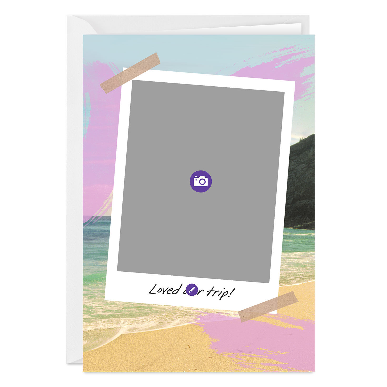 Beach Scene Polaroid Photo Personalized Card Card Front indicating personalization image number 3