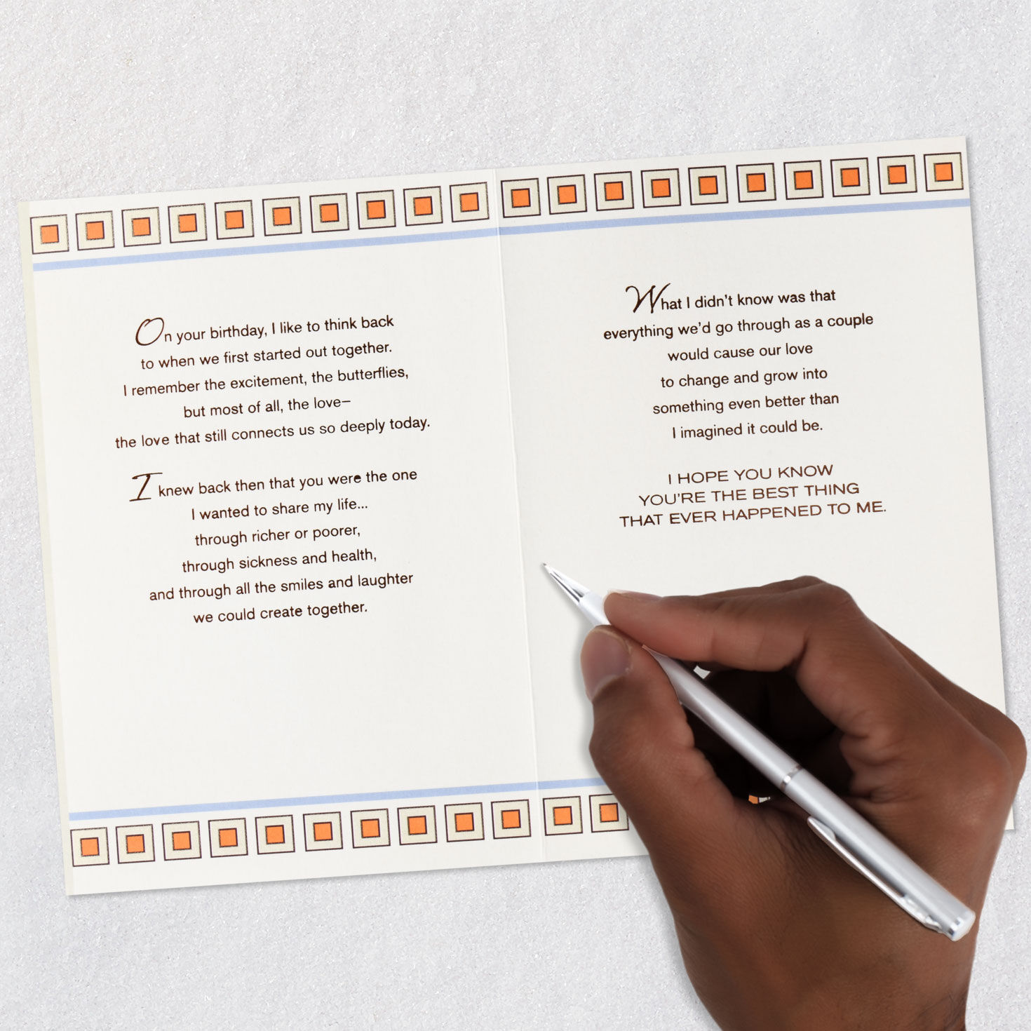 Moroccan Tile Romantic Love Birthday Card signing card image number 7