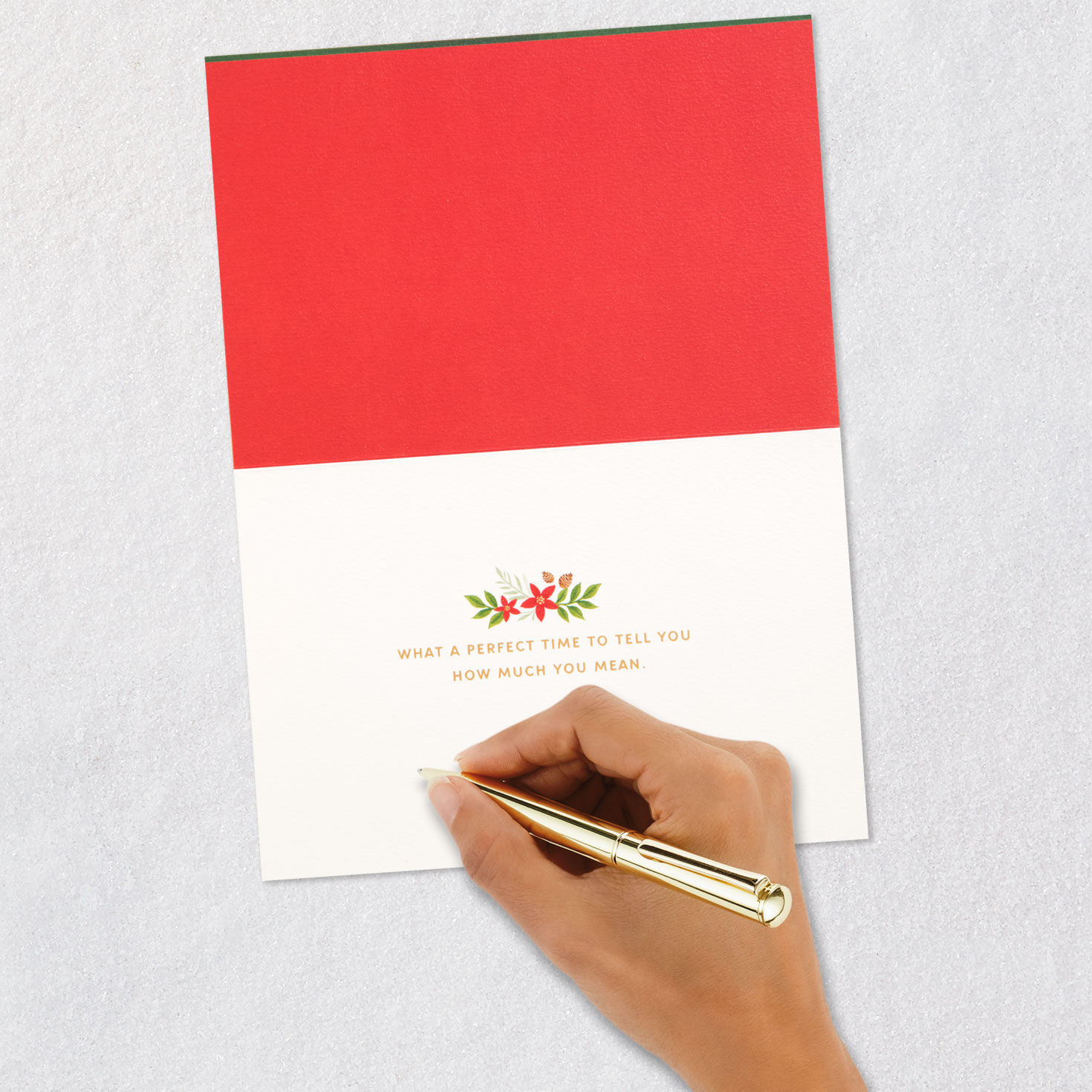 Merry Christmas Poinsettias and Holly Christmas Card, , large image number 6