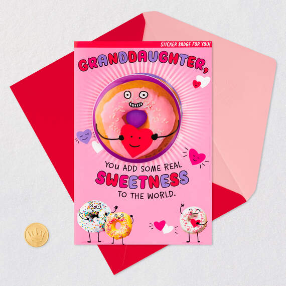 Granddaughter, You Add Sweetness Valentine's Day Card With Puffy Sticker, , large image number 6