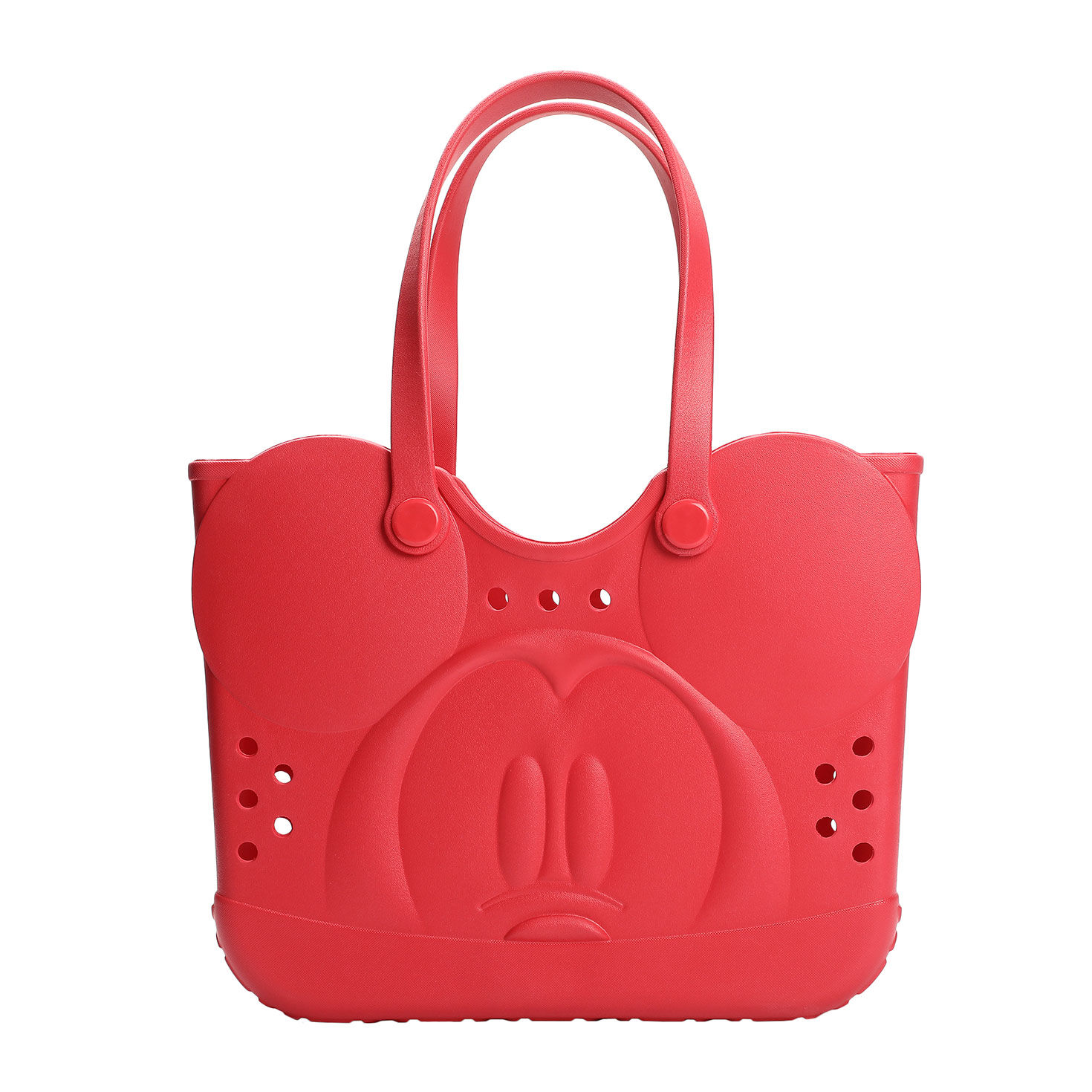 Mickey Mouse Face Red Plastic Tote Bag back image number 2