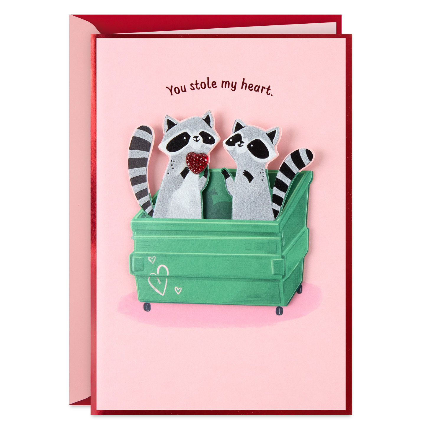 You Stole My Heart Raccoon Pair Romantic Valentine's Day Card