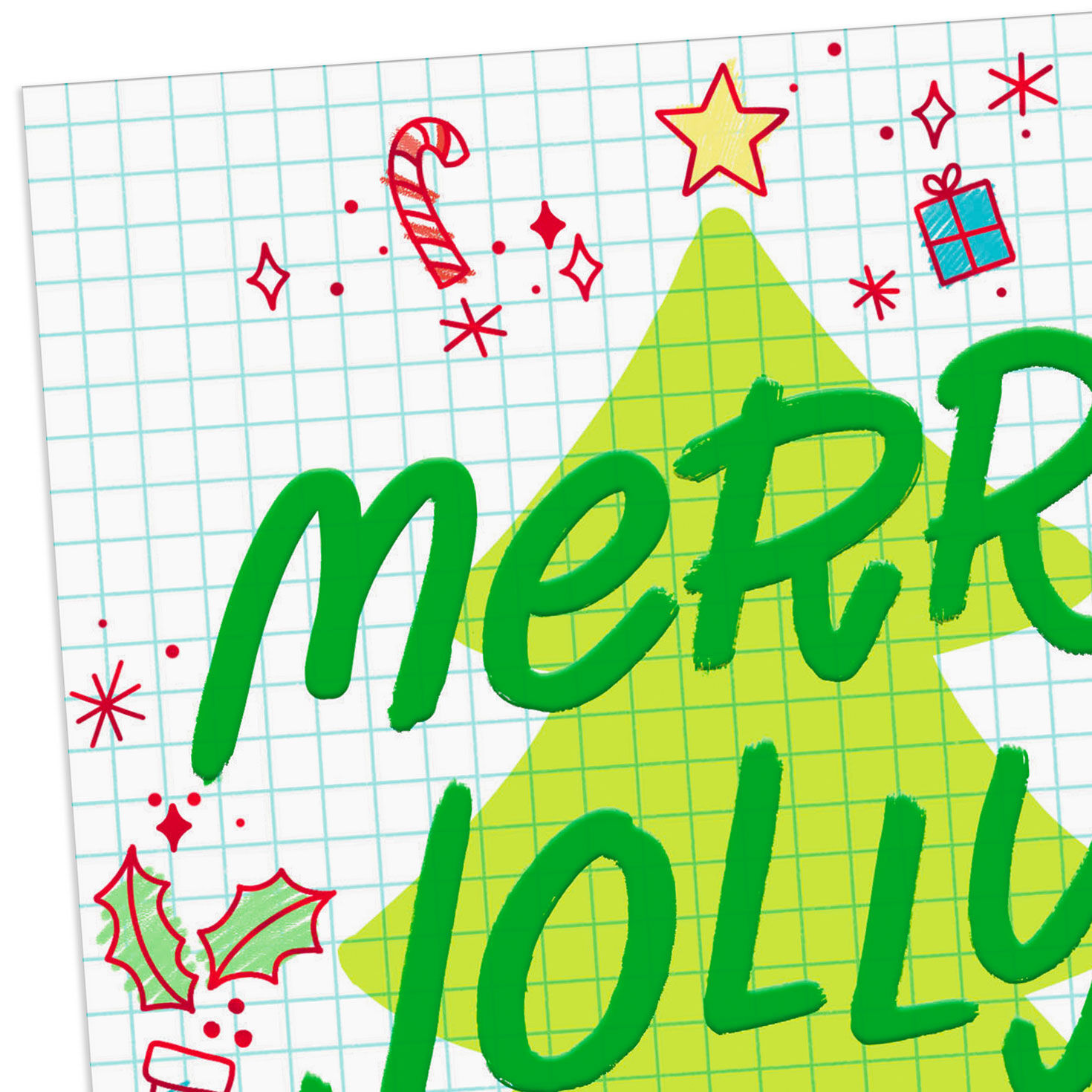Festive Doodle Tree Christmas Card Card Front Detail image number 4