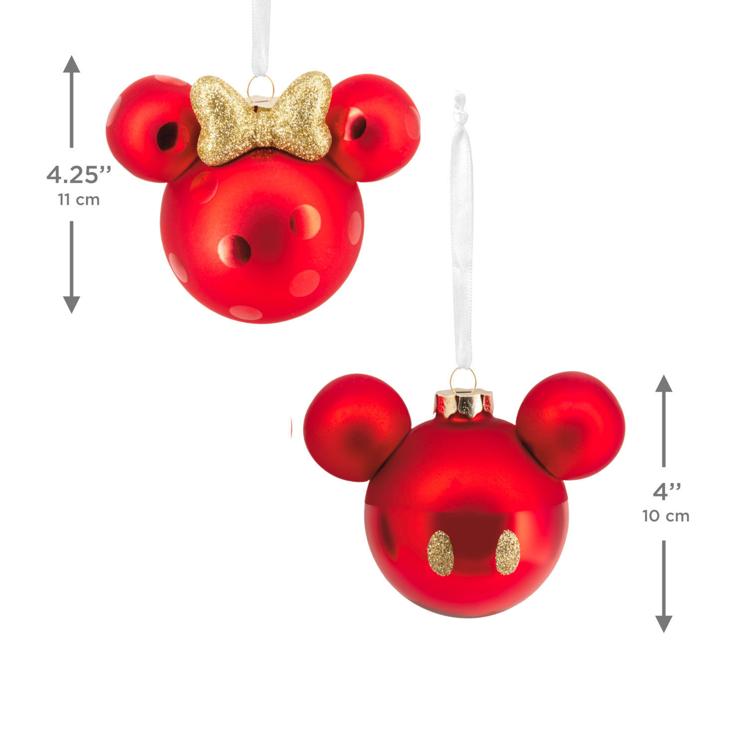 Disney Mickey and Minnie Ears Christmas Ornaments measurement image number 3