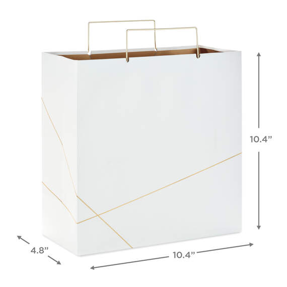 White With Gold Large Square Gift Bag, 10.4", , large image number 3