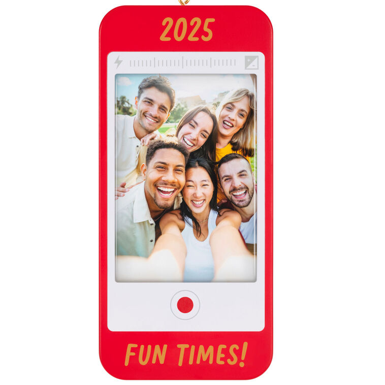 Red Cell Phone Frame Personalized Ornament closeup view image number 4