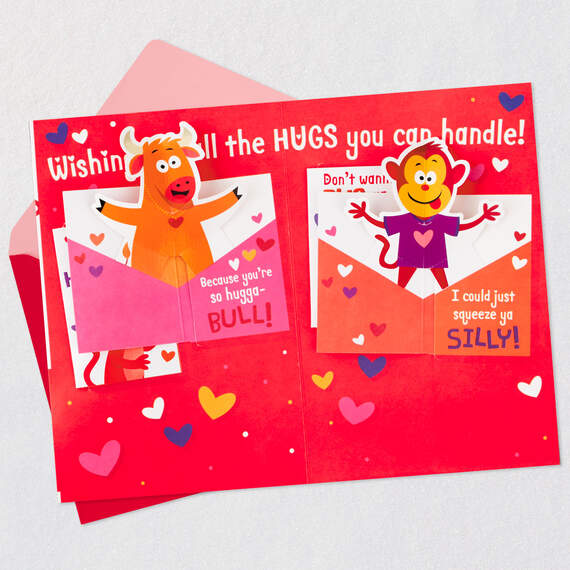 Hugging Animals Valentine's Day Card With Sound and Pop-Up Mini Cards, , large image number 6