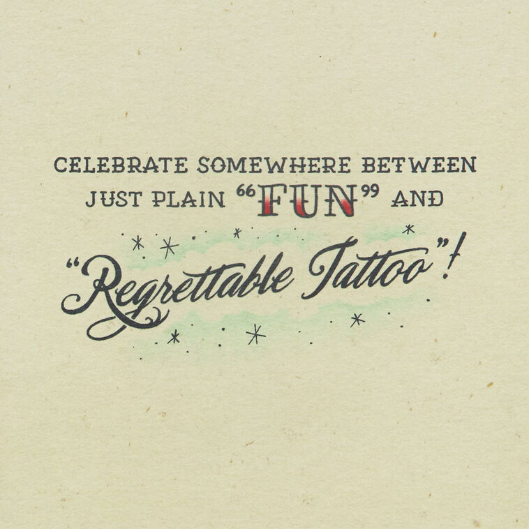 Somewhere Between "Fun" and "Regrettable Tattoo" Birthday Card With Temporary Tattoo, , large image number 2