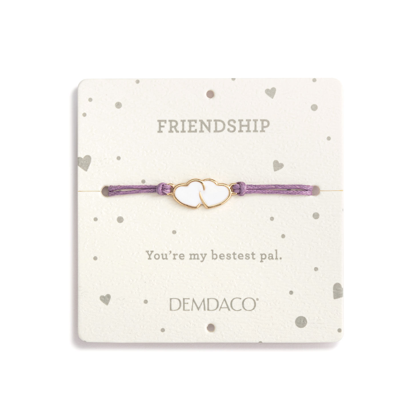 Demdaco Friendship Lavender Plush Bear With Hearts Bracelet, , large image number 2