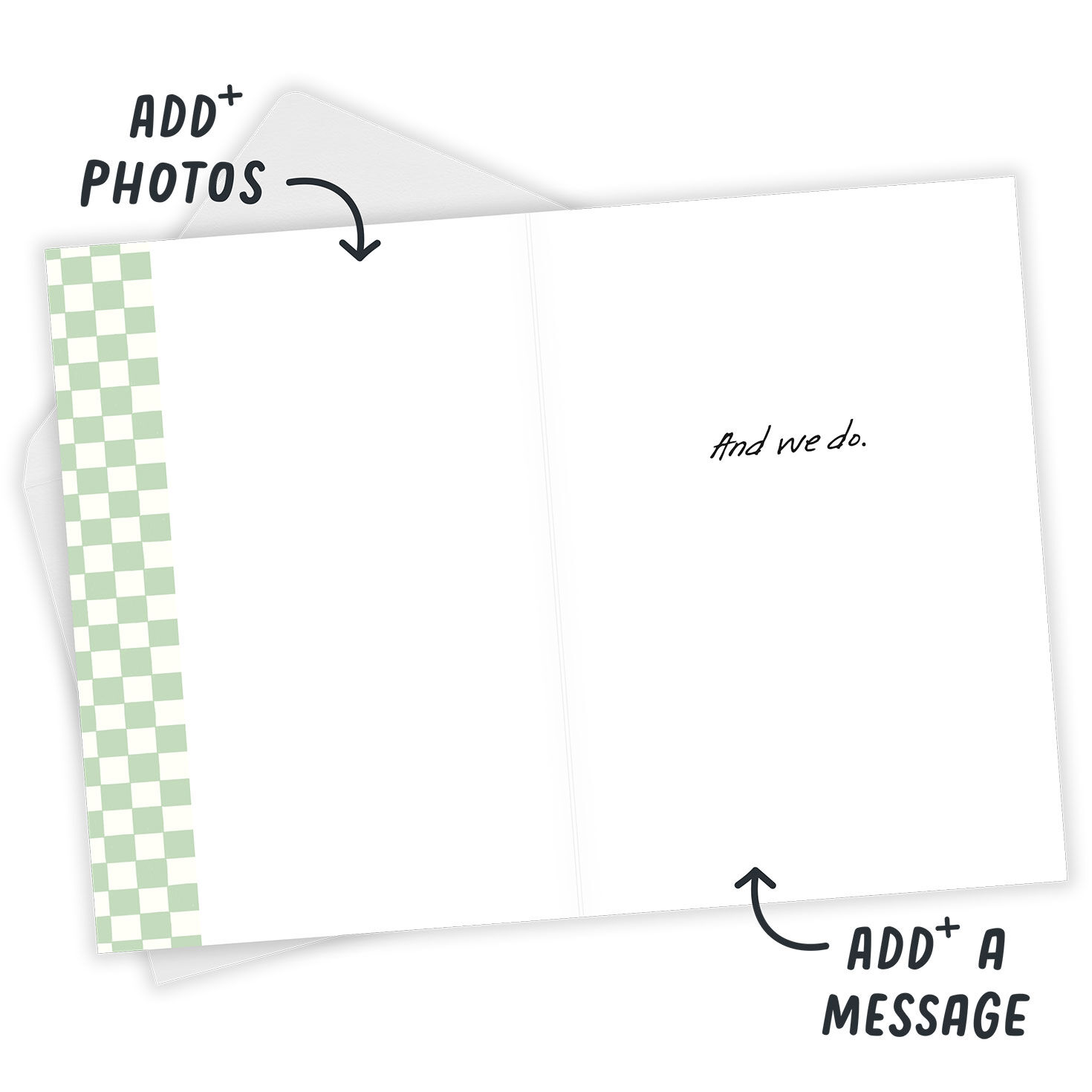 Personalized Green Checkerboard Collage Photo Card  image number 4