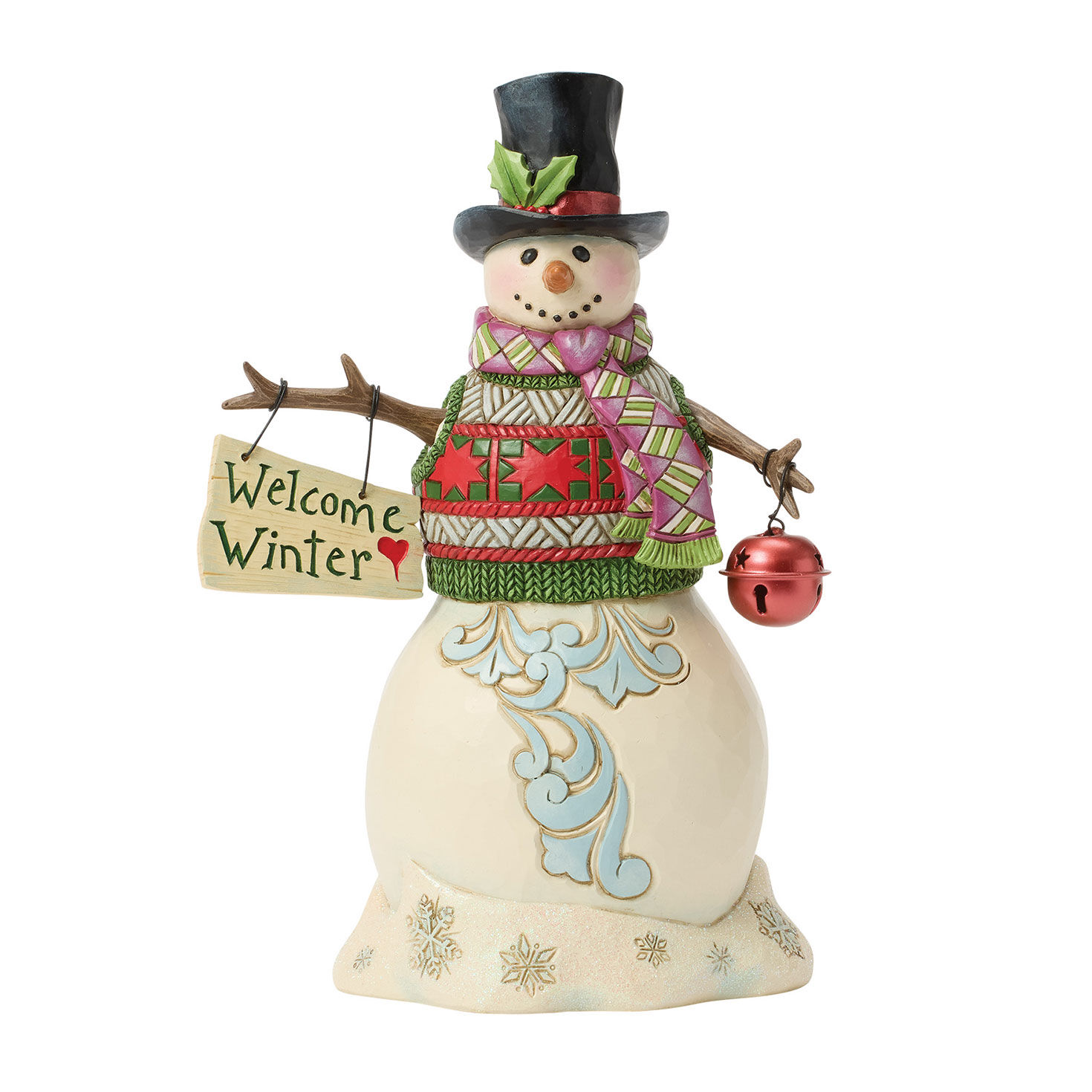 Jim Shore Heartwood Creek Signs of the Time Snowman Figurine, 7.75"