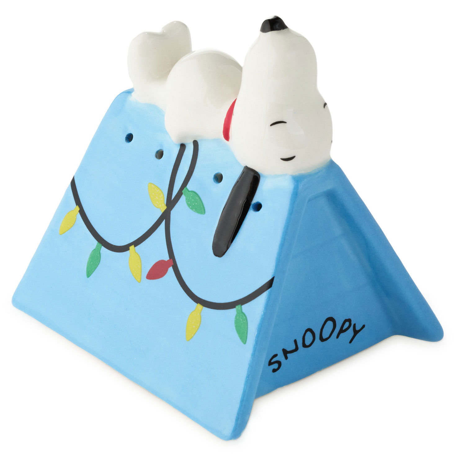 Snoopy on Blue Doghouse Salt and Pepper Shaker Set upclose detail image number 5