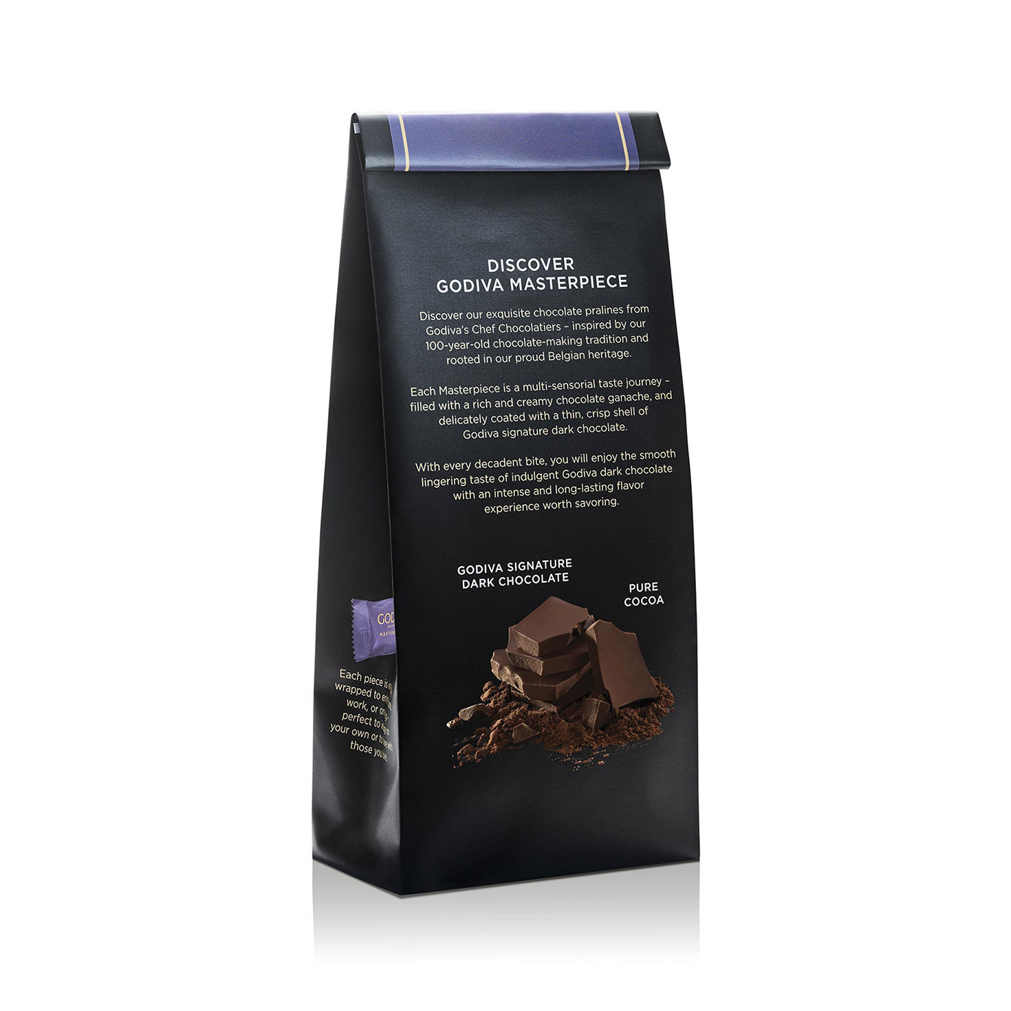 Godiva Individually Wrapped Dark Chocolate Ganache back image number 2